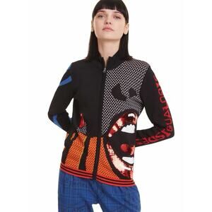 SOLD- DO NOT PURCHASE! Desigual Knit Zip Up Jacket NY Abstract Sequin